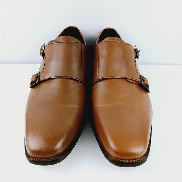 Johnston & Murphy SZ 10M Archer Double Buckle Monk Shoe Cognac Leather NEW - Picture 6 of 9
